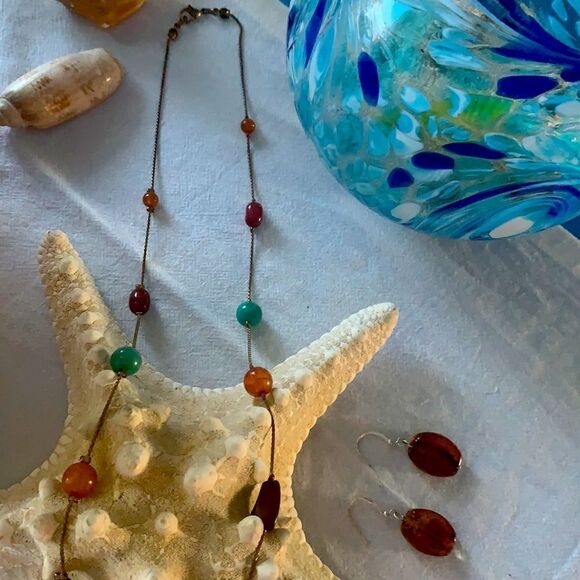 Necklace and Earrings Earth Tone Stone - Picture 5 of 5